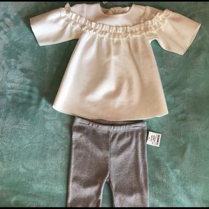 Dressy top and shimmer bottoms